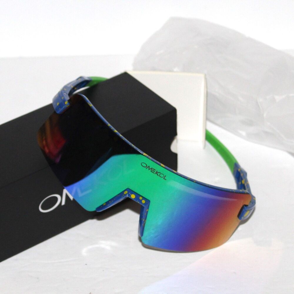 OMEKOL Sport Sunglasses polarized Unisex Adults UV400 blue green yellow